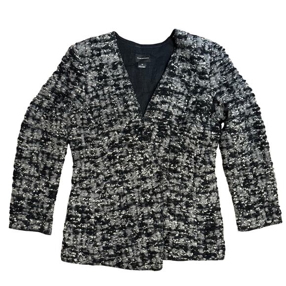 Club Monaco Lilias Boucle Wool Blend Blazer Sweater Gray Black Women’s Size 10 - Picture 1 of 9